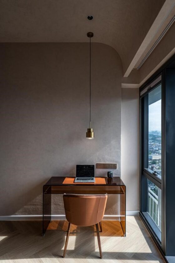 Work desk Bedroom interior design malaysia Buddy bear Decor Kitchen dry area - Bedroom side makeup table - Living room malaysia - the curve of house - interior design - minimalist home interior design malaysia