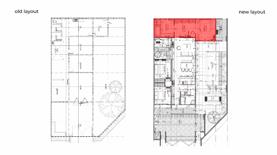 Floor plan comparison of old and new layouts