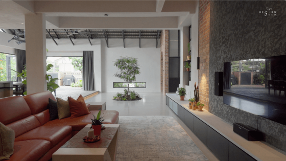 Living room Living room with tree Tree Open plan living room