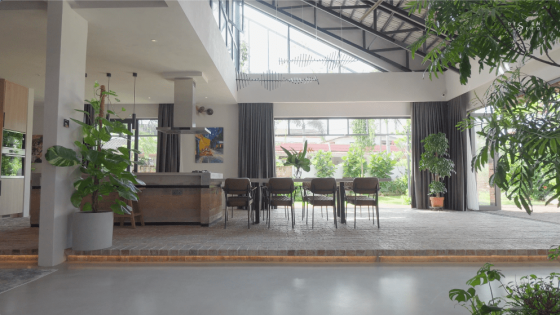 Open plan living room Green house