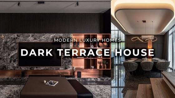 Split screen of the living room and the dining room in luxury style