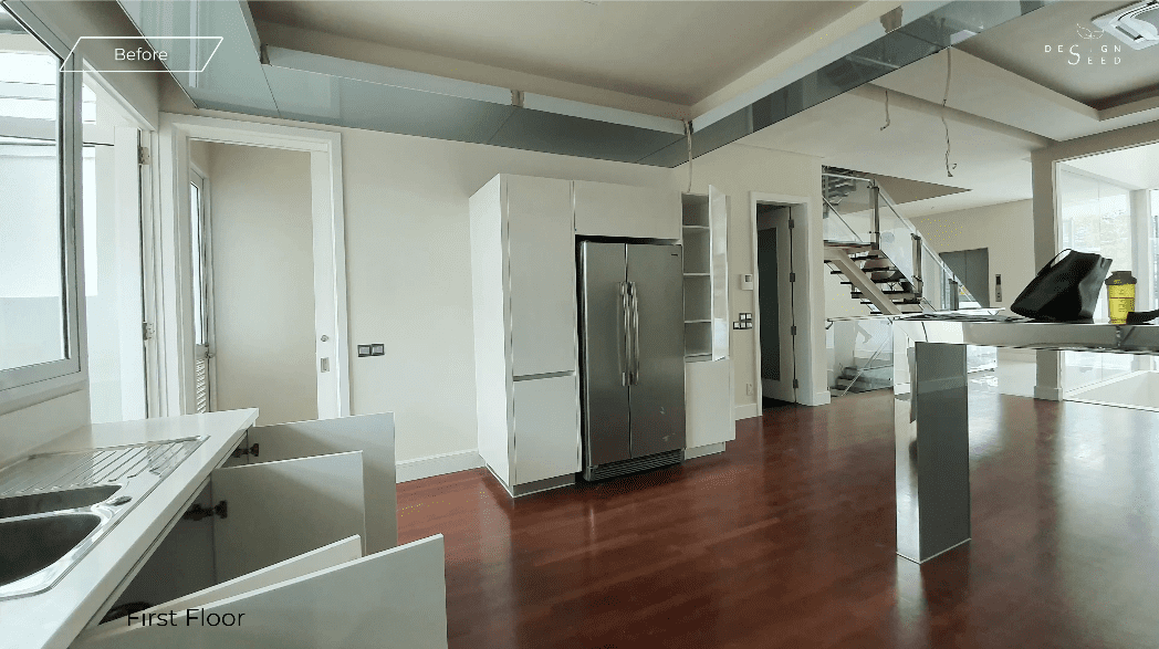 Kitchen Before renovations Original floor plan Empty home