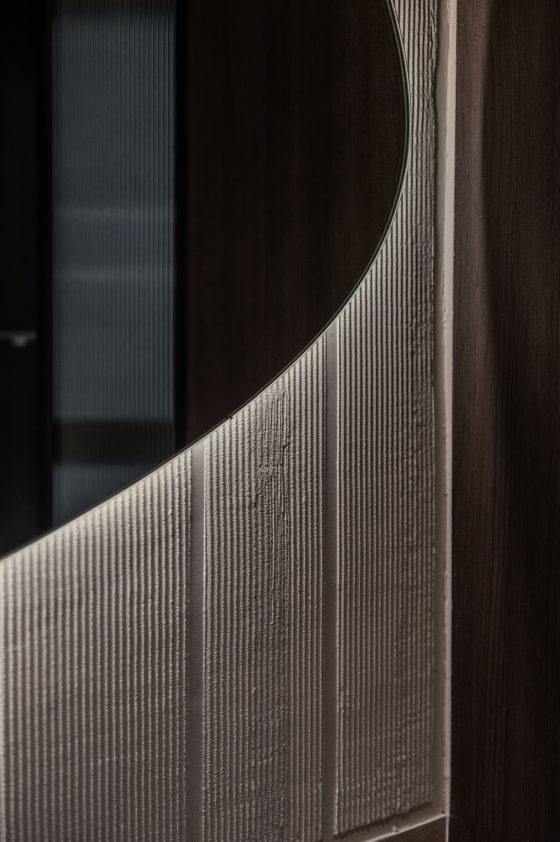 japandi japan scandinavian modern living room luxury modern marble light bathroom bathroom round mirror textured wall