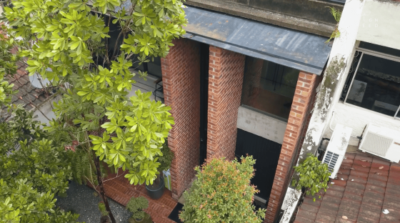 Exterior brick house architecture industrial style industrial house brick house brick design seed design red brick fins desa lightwell farah azizan studio bikin