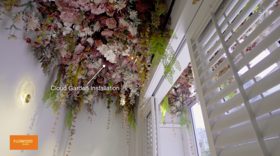 cloud garden installation flowodd studio flower ceiling flowers bathroom powder room