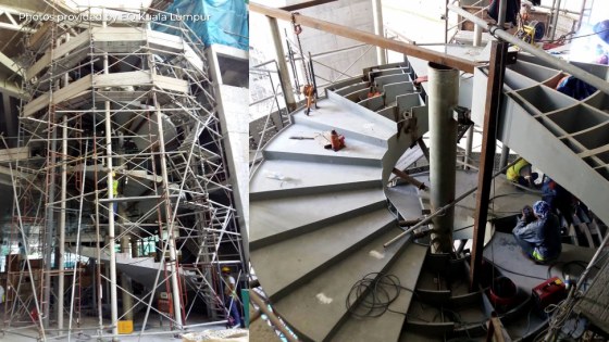EQ hotel Equatorial Hotel modern hotel Kuala Lumpur luxury hotel fancy hotel holiday hotel Malaysia EQ 5 star hotel five star hotel spiral staircase grand staircase feature staircase before during construction construction renovation