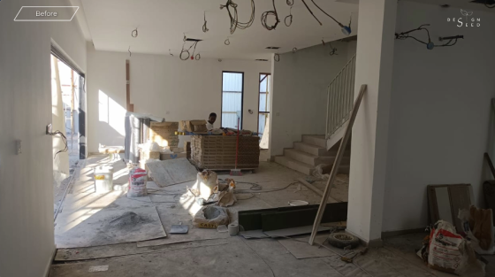 living room before renovation construction work in progress work semi-detached home
