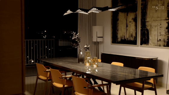 S/LAB 10 condominium modern luxury artistic art creative ventilation interior design decoration art decor high rise property living room open layout lighting decoration high rise condominium lighting statement lighting light dining area dining table