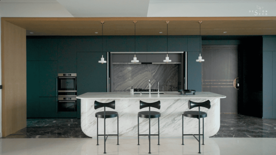 S/LAB 10 condominium modern luxury artistic art creative ventilation interior design decoration art decor high rise property dry kitchen kitchen living room counter island marble island