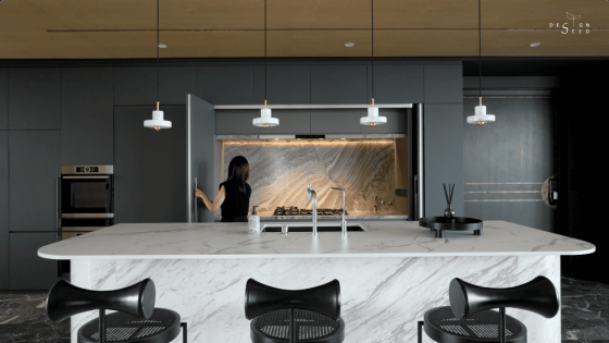 S/LAB 10 condominium modern luxury artistic art creative ventilation interior design decoration art decor high rise property dry kitchen kitchen living room counter island marble island