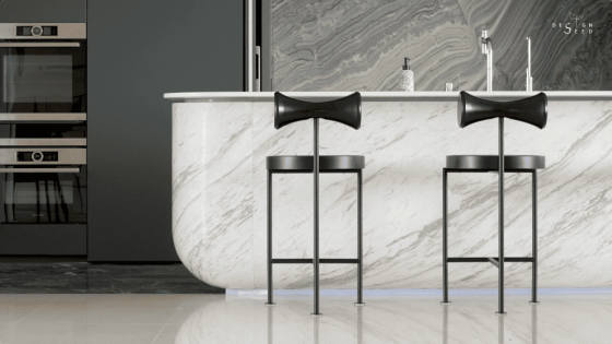S/LAB 10 condominium modern luxury artistic art creative ventilation interior design decoration art decor high rise property dry kitchen kitchen living room counter island marble island white marble black bar chairs bar chairs marble splashback