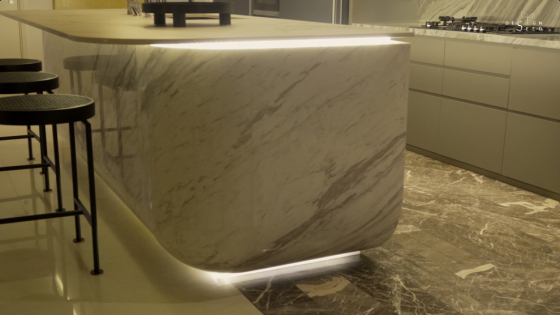 S/LAB 10 condominium modern luxury artistic art creative ventilation interior design decoration art decor high rise property dry kitchen kitchen living room counter island marble island lighting lights ambience luxurious backlit backlight floating effect