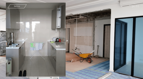 S/LAB 10 condominium modern luxury artistic art creative ventilation interior design decoration art decor high rise property dry kitchen kitchen living room renovations work in progress construction