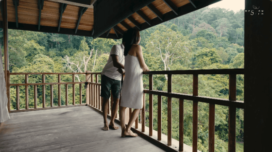 floating treehouse nature forest open to forest house eco friendly green family retreat forest view family home wooden design interior design architecture design seed inch lim inchscape elderly couple mature couple retirement home relax relaxing inch lim inchscape designer architect rubber estate forest jungle Malaysia woman looking at forest forest scenery nature beautiful homes green homes front door entrance pond asian house ceiling living room grey sofa low sofa wooden table wooden furniture wooden living room asian mature couple asian couple family home entrance wooden balcony forest view forest