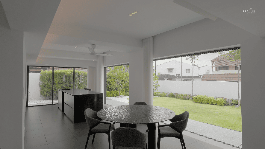 terrace house transformation Fabian Tan architecture interior design architect open living room pavilion pavilion extension extraordinary home open sky house c channels pivoting doors open