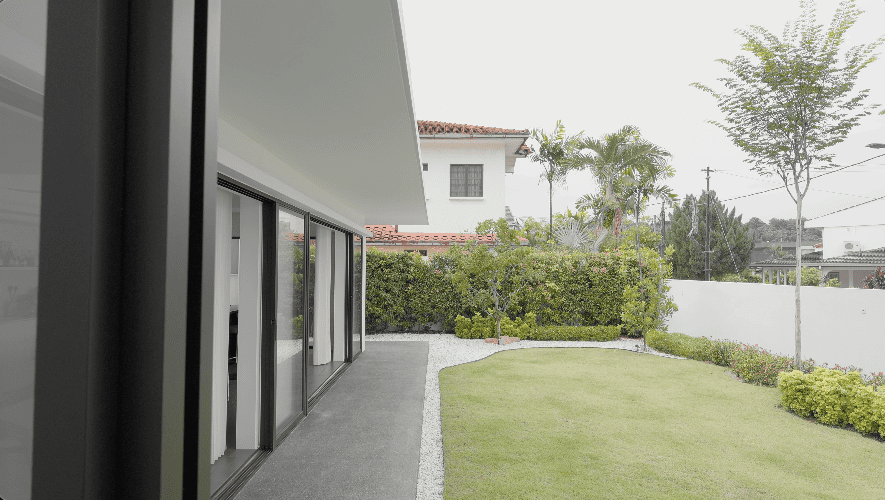 terrace house transformation Fabian Tan architecture interior design architect open living room pavilion pavilion extension extraordinary home open sky house c channels pivoting doors open