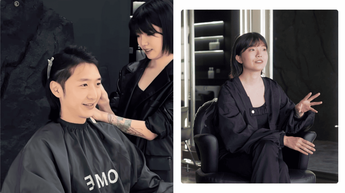 her maison homme hair salon salon salon design commercial spaces hairdresser hairdressing stephy yiwen design seed Alex Lee cave cave design cave walls wall treatments wall designs unique walls interior design interior spaces architecture carpentry curves textured wall masculine feminine contrasting