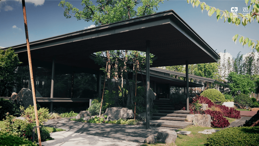 pavilion private mansion mansion luxury mansion personal entertainment annex the chalet koi pond koi fish pond landscaping landscape China china homes mansion nature nick design alex lee design seed the white house the chalet tea house tea room cinema home theater sauna gym sanctuary minimalist minimalism wooden floors child's room tea pavilion extension