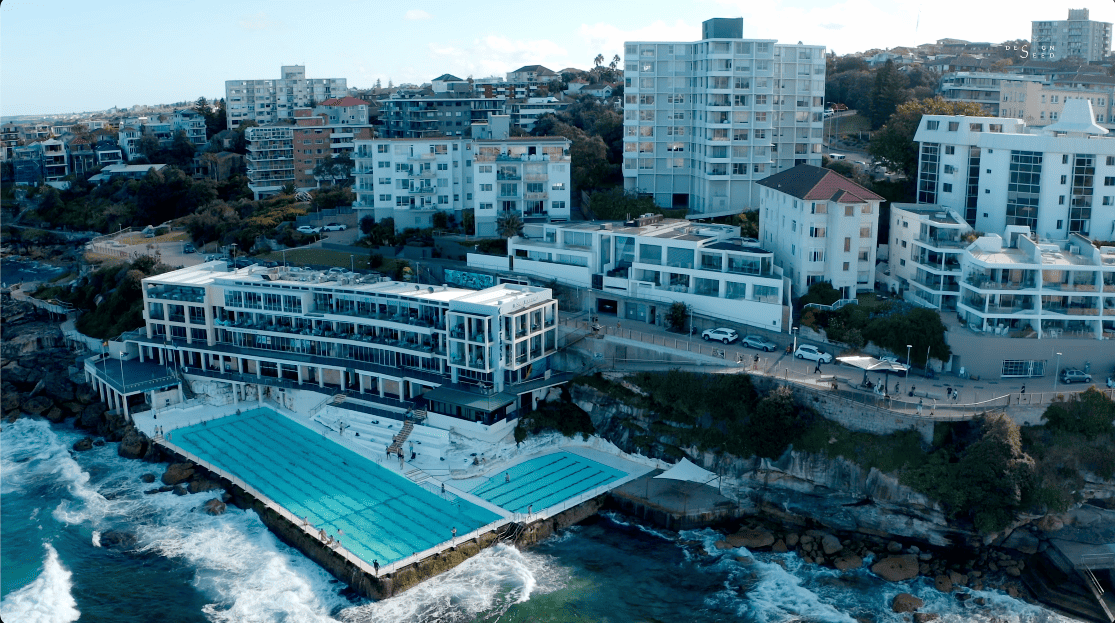 bondi beach space planning apartment condominium design seed alex lee condo design australia sydney condominium design open plan open plan living scenery scenic beach beachfront view beautiful views oceanfront ocean view ocean luxury modern luxury modern design open space planning spatial flow luxury design interior design interior design ideas fireplace master bedroom murphy bed guest room study walking desk kitchen hidden tv