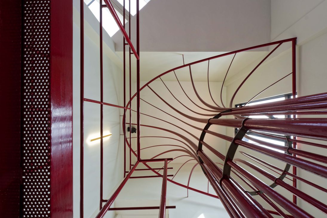 transformation house renovation changes renovation inspo urban garden house tropical concrete house architect architecture oscar tan showcase house tour home tour house inspo unique home climbing wall rock climbing split levels surprises cramped space spaces passions interests facade red facade colour red colour exterior stunning beautiful special aluminium panels heat tropical climate tropical house tropical living tropical design design ideas double skin layout plans passive cooling changes hobbies rock climbing skylight natural light tree indoor tree climbing feature compact house courtyard indoor courtyard vertical courtyard home elevator japanese rock garden serene living dining bedroom bathroom rooftop entertainment pool area sauna home sauna bathtub staircase unique stairs railing metal functional minimal perforated screen valve lounge deck