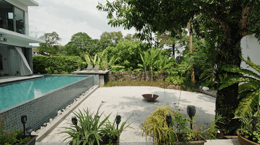 hidden forest home greenery jungle home house design seed martin haeger HL Design Group Bukit Antarabangsa Selangor Malaysia overgrown frameless glass doors sanctuary intimate nature outdoors privacy bungalow bungalow design layout blueprint plan unique unique homes family home swimming pool beach personal beach pavilion pond artist art paintings pottery architect architecture own home house tours calm biophilic design green granite waterfalls living room interior design transformation renovation guitar galvanized steel staircase open terrace sundeck tropical rain gutters overhanging roofs pitched roof double volume open jacuzzi master bedroom unique bathroom escape animals farm mini farm dogs cats chickens trees plants edibles outdoor jacuzzi outdoors cross ventilation loft bed art studio pottery room creativity entertainment space studio landscaping garden reserve forest natural ventilation sustainability space natural