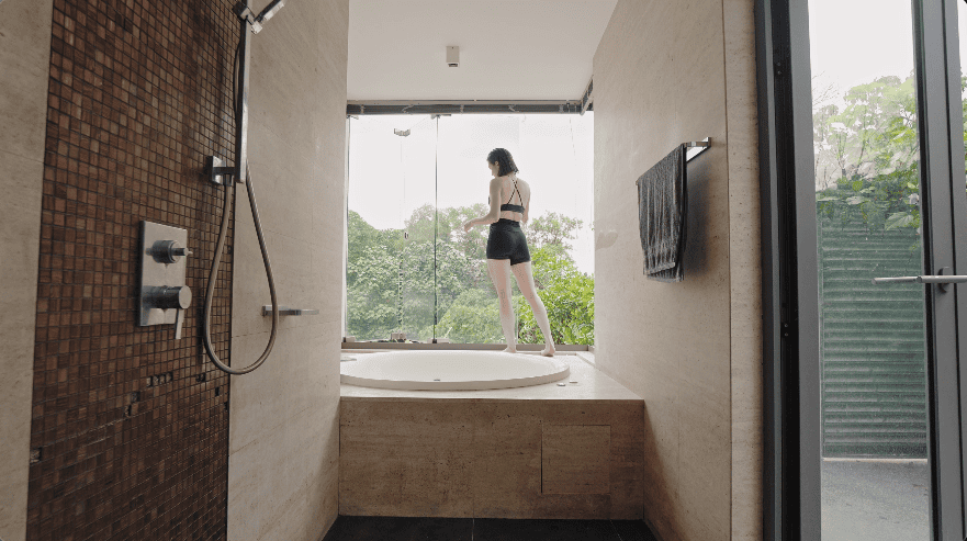 hidden forest home greenery jungle home house design seed martin haeger HL Design Group Bukit Antarabangsa Selangor Malaysia overgrown frameless glass doors sanctuary intimate nature outdoors privacy bungalow bungalow design layout blueprint plan unique unique homes family home swimming pool beach personal beach pavilion pond artist art paintings pottery architect architecture own home house tours calm biophilic design green granite waterfalls living room interior design transformation renovation guitar galvanized steel staircase open terrace sundeck tropical rain gutters overhanging roofs pitched roof double volume open jacuzzi master bedroom unique bathroom escape animals farm mini farm dogs cats chickens trees plants edibles outdoor jacuzzi outdoors cross ventilation loft bed art studio pottery room creativity entertainment space studio landscaping garden reserve forest natural ventilation sustainability space natural