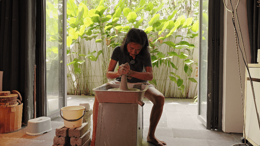 hidden forest home greenery jungle home house design seed martin haeger HL Design Group Bukit Antarabangsa Selangor Malaysia overgrown frameless glass doors sanctuary intimate nature outdoors privacy bungalow bungalow design layout blueprint plan unique unique homes family home swimming pool beach personal beach pavilion pond artist art paintings pottery architect architecture own home house tours calm biophilic design green granite waterfalls living room interior design transformation renovation guitar galvanized steel staircase open terrace sundeck tropical rain gutters overhanging roofs pitched roof double volume open jacuzzi master bedroom unique bathroom escape animals farm mini farm dogs cats chickens trees plants edibles outdoor jacuzzi outdoors cross ventilation loft bed art studio pottery room creativity entertainment space studio landscaping garden reserve forest natural ventilation sustainability space natural