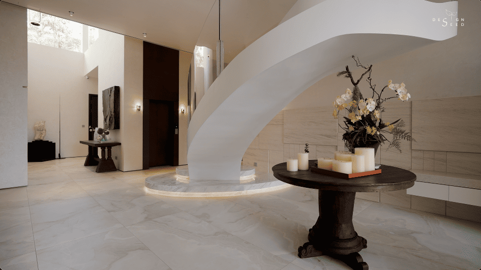 healing spaces homes house harmony design spilt contrasting different modern luxury interior design design seed Alex Lee China china design eastern style unique homes couple family homes entrance hallway piano area art art gallery open living area healthy homes natural organic soft curves rich colours warmth sculptural reception family music area photographic furniture skylights bright house artistic alfresco dining space dining area kitchen staircase home theater garden landscaping recessed lighting minimal cabinetry daylight light airy glass panels crystal column artwork public area Italian artist space hall living hall deep red timber flooring indoor trees bold playful chair neutral palette nook bedroom master bedroom reading corner study desk personal space forest green spiral staircase walk-in wardrobe master bedroom slanted ceiling combination merging styles architecture home tours house tours architect design house ideas inspo inspiration home tour renovation ideas elegant homes ideas stunning houses beautiful house design carenessland CDA China Design awards