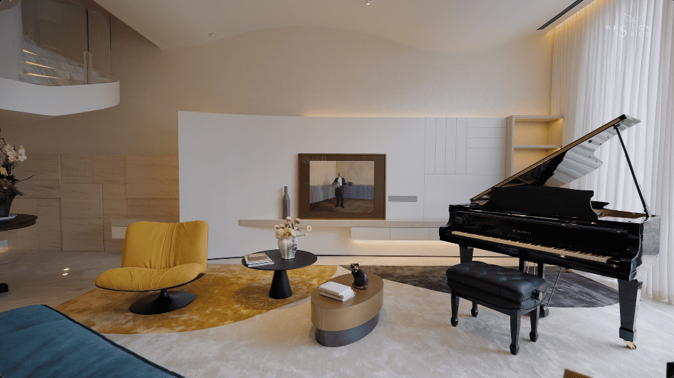 healing spaces homes house harmony design spilt contrasting different modern luxury interior design design seed Alex Lee China china design eastern style unique homes couple family homes entrance hallway piano area art art gallery open living area healthy homes natural organic soft curves rich colours warmth sculptural reception family music area photographic furniture skylights bright house artistic alfresco dining space dining area kitchen staircase home theater garden landscaping recessed lighting minimal cabinetry daylight light airy glass panels crystal column artwork public area Italian artist space hall living hall deep red timber flooring indoor trees bold playful chair neutral palette nook bedroom master bedroom reading corner study desk personal space forest green spiral staircase walk-in wardrobe master bedroom slanted ceiling combination merging styles architecture home tours house tours architect design house ideas inspo inspiration home tour renovation ideas elegant homes ideas stunning houses beautiful house design carenessland CDA China Design awards