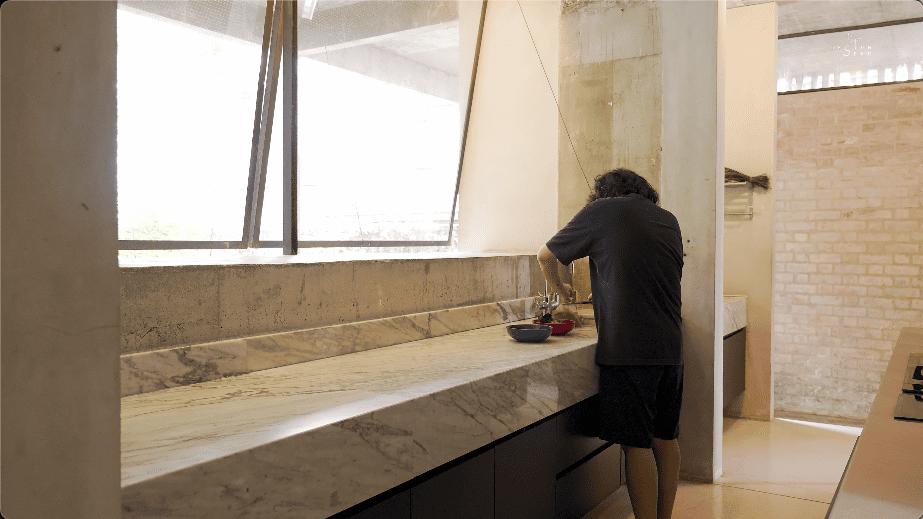 alex lee design seed tropical house transformation renovation construction landscape landscaping green greenery trees bungalow bungalow design mentahmatters design architect architecture urban city farm cheras lapan house shin chang neighbourhood facade trees ficus sandbrick walls layers fish pond garden privacy grid water feature pond fish pond grid canopy tall doors wood wooden doors foyer indoor outdoor divider workspace study materials honesty function steel structural slender durable low maintenance raw refined minimalist minimalism layout ideas interior design ideas craftsmanship two tier doors lower panel upper panel tropical house home house tour solid wood plywood living area double volume netting unique changes cantilevered kitchen area floor space open plan clarity experiment paulo mendes inspiration architectural build trees terazzo floor stainless steel ccountertop red brick kitchen industrial warm ventilation light natural light master bedroom unique beautiful eco friendly functional practical nature walk-in wardrobe cabinetry shared garden resources avocade garden farm community shared land extra land malaysia malaysian homes malaysian architecture