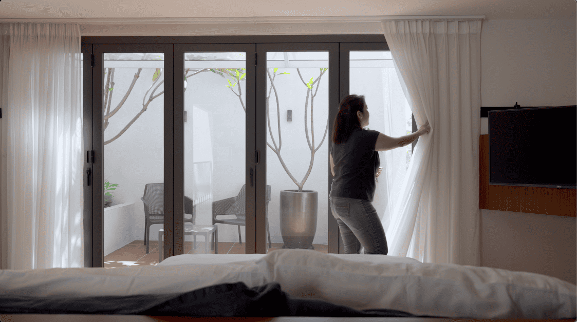 terrace house transformation design seed alex lee design interior design architecture architect Malaysia Malaysian houses terrace houses homes house tour family home winston paperspace two storey design kokun house project traffic privacy quiet highway wall noise barrier lifestyle old house renovation inspo ideas small home antique furniture laundry open plan diversity mixed family hidden room skylight louvre staircase light natural light daylight rooms study area master bedroom plants trees landscaping personal garden courtyard swimming pool tiles reflection calm resort feel facade curves kokun organic form concrete grasscrete sun direction grass terazzo red peranakan tiles floor plans layout unique stunning beautiful home modern homes challenges property