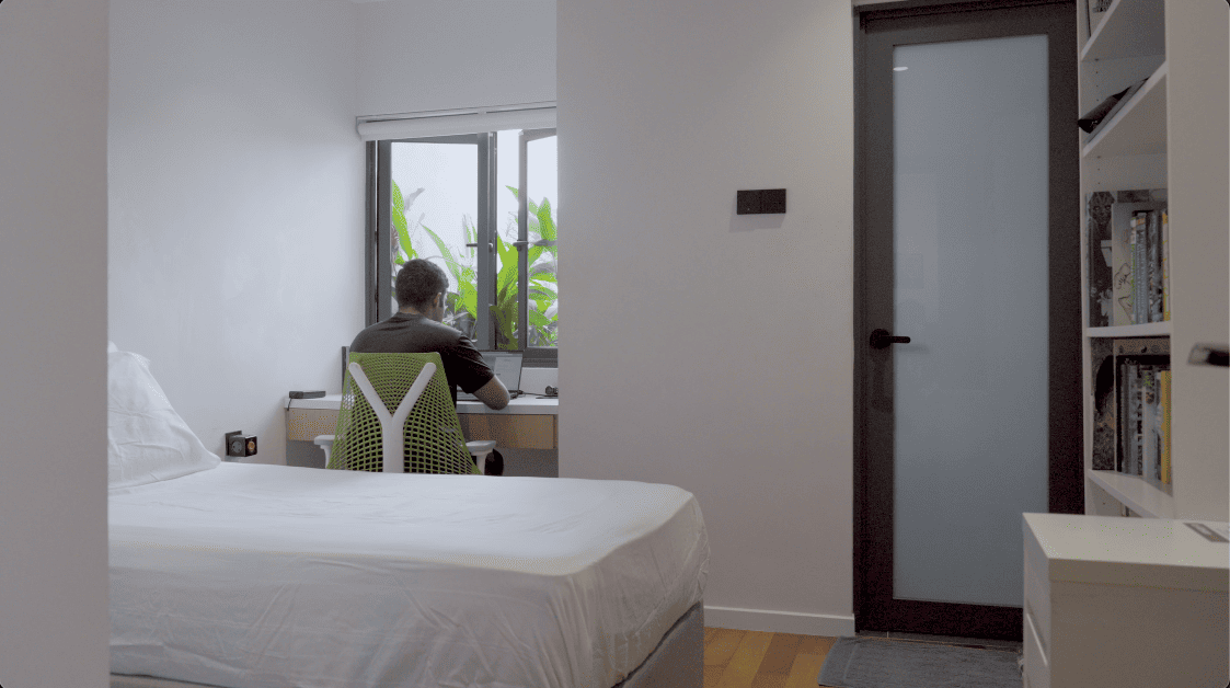 terrace house transformation design seed alex lee design interior design architecture architect Malaysia Malaysian houses terrace houses homes house tour family home winston paperspace two storey design kokun house project traffic privacy quiet highway wall noise barrier lifestyle old house renovation inspo ideas small home antique furniture laundry open plan diversity mixed family hidden room skylight louvre staircase light natural light daylight rooms study area master bedroom plants trees landscaping personal garden courtyard swimming pool tiles reflection calm resort feel facade curves kokun organic form concrete grasscrete sun direction grass terazzo red peranakan tiles floor plans layout unique stunning beautiful home modern homes challenges property