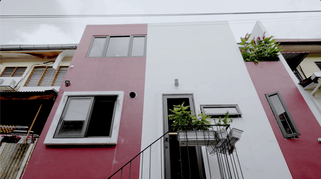 terrace house transformation design seed alex lee design interior design architecture architect Malaysia Malaysian houses terrace houses homes house tour family home winston paperspace two storey design kokun house project traffic privacy quiet highway wall noise barrier lifestyle old house renovation inspo ideas small home antique furniture laundry open plan diversity mixed family hidden room skylight louvre staircase light natural light daylight rooms study area master bedroom plants trees landscaping personal garden courtyard swimming pool tiles reflection calm resort feel facade curves kokun organic form concrete grasscrete sun direction grass terazzo red peranakan tiles floor plans layout unique stunning beautiful home modern homes challenges property