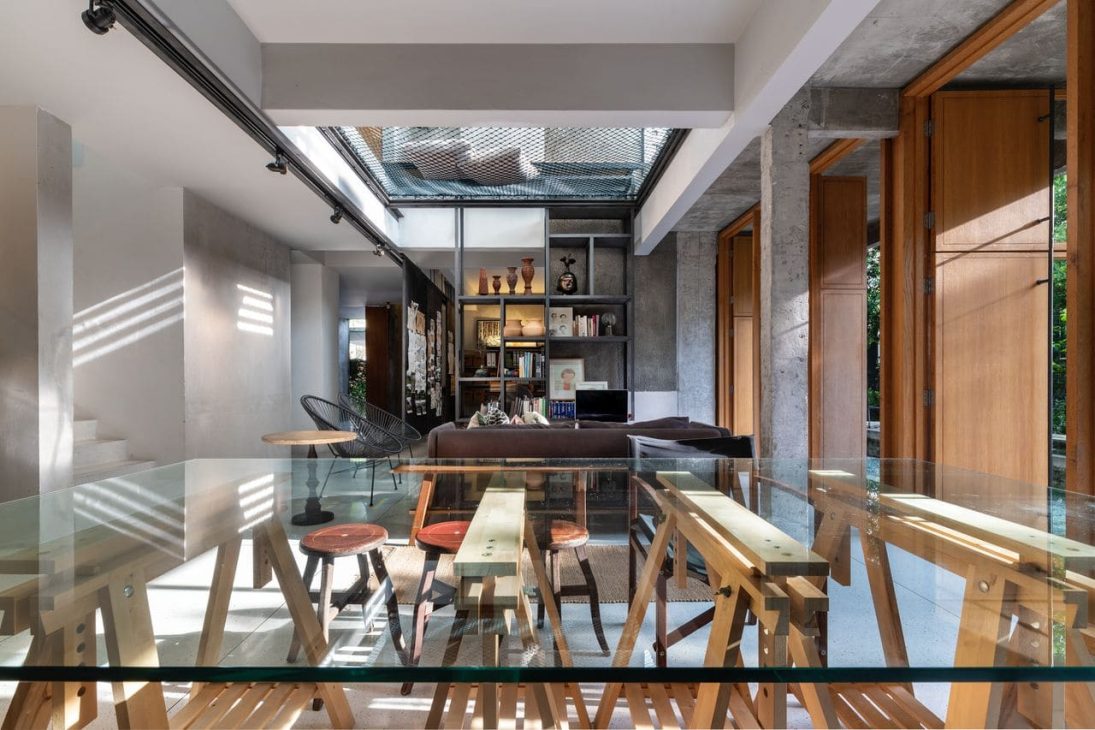 alex lee design seed tropical house transformation renovation construction landscape landscaping green greenery trees bungalow bungalow design mentahmatters design architect architecture urban city farm cheras lapan house shin chang neighbourhood facade trees ficus sandbrick walls layers fish pond garden privacy grid water feature pond fish pond grid canopy tall doors wood wooden doors foyer indoor outdoor divider workspace study materials honesty function steel structural slender durable low maintenance raw refined minimalist minimalism layout ideas interior design ideas craftsmanship two tier doors lower panel upper panel tropical house home house tour solid wood plywood living area double volume netting unique changes cantilevered kitchen area floor space open plan clarity experiment paulo mendes inspiration architectural build trees terazzo floor stainless steel ccountertop red brick kitchen industrial warm ventilation light natural light master bedroom unique beautiful eco friendly functional practical nature walk-in wardrobe cabinetry shared garden resources avocade garden farm community shared land extra land malaysia malaysian homes malaysian architecture