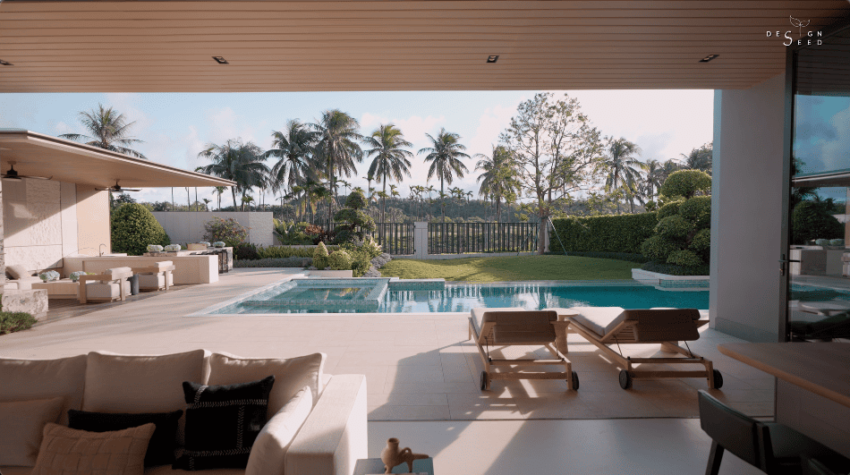 beach holiday villa luxury modern serene holiday vacation alex lee design seed interior design house tour home rich expensive beautiful house tour china guangzhou sanya bungalow pool nature beach golf golf course architecture