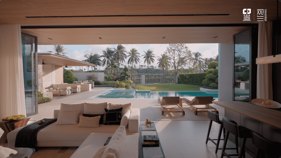 beach holiday villa luxury modern serene holiday vacation alex lee design seed interior design house tour home rich expensive beautiful house tour china guangzhou sanya bungalow pool nature beach golf golf course architecture