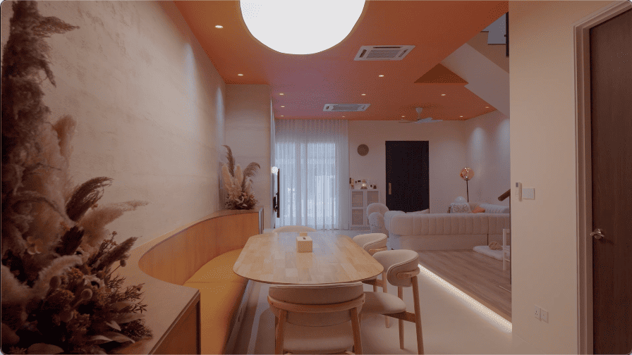 cafe design seed alex lee nu infinity home house malaysia terrace house terrace transformation renovation ideas interior design interior design ideas designer bedroom cafe grand canyon aesop martin family house design orange ceiling unique beautiful open plan living room dining bench modern luxury mid century stylish modern contemporary walk-in wardrobe bathroom bathtub wellness health master bedroom laundry kitchen backyard hidden powder room bathroom nu infinity malaysia terrace creamy beige aesthetic cafe cafe elegant