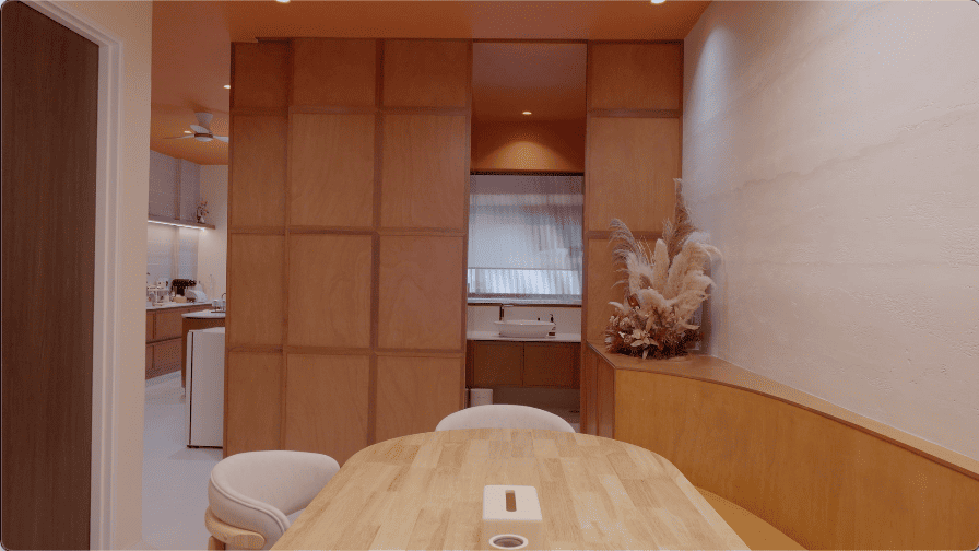 cafe design seed alex lee nu infinity home house malaysia terrace house terrace transformation renovation ideas interior design interior design ideas designer bedroom cafe grand canyon aesop martin family house design orange ceiling unique beautiful open plan living room dining bench modern luxury mid century stylish modern contemporary walk-in wardrobe bathroom bathtub wellness health master bedroom laundry kitchen backyard hidden powder room bathroom nu infinity malaysia terrace creamy beige aesthetic cafe cafe elegant