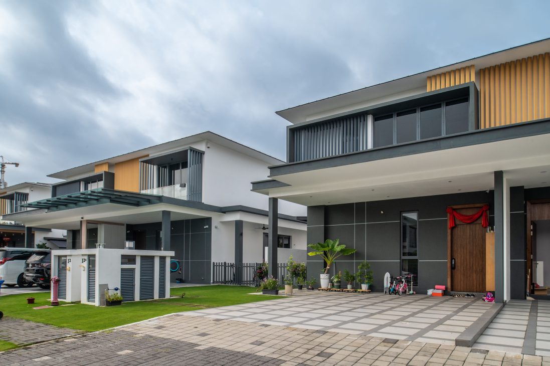 japan japanese japandi minimalist luxury house home family Nu Infinity Design seed Alex Lee interior design architecture house tour bungalow design garden greens greenery living room kitchen open plan open plan living and dining double volume smart home technology contemporary modern family kids friendly development malaysia design wooden wood platform multifunctional furniture bench table dining table entrance first floor study workspace kids