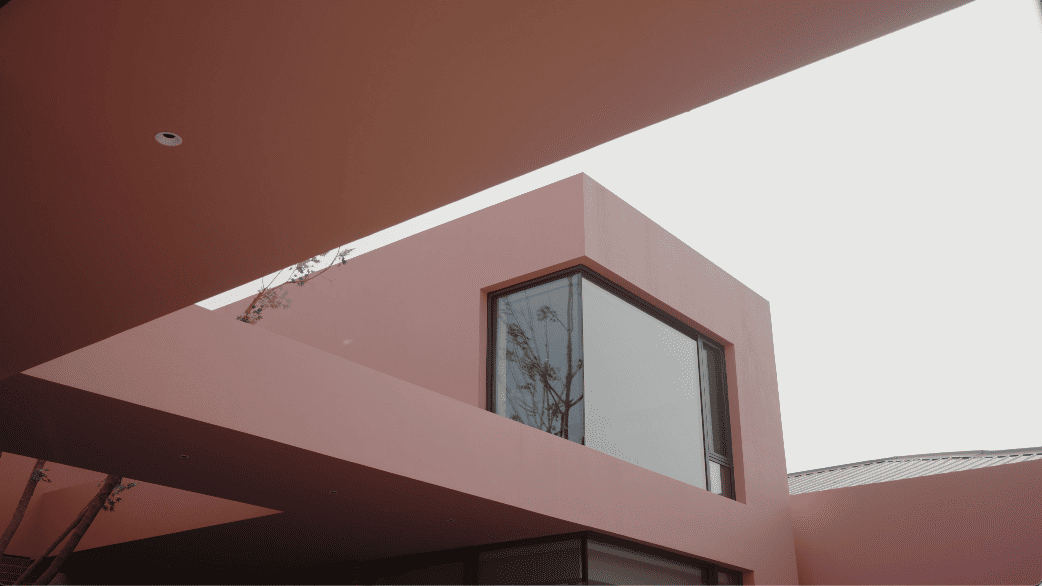 pink house country countryside mansion villa design interior design home family design seed alex lee china carenessland courtyard nature garden greenery WJID design china chinese design holiday retirement luxury modern brutalist red pink terracotta rural outdoors living room bedroom views windows
