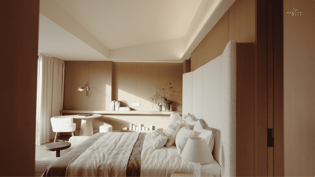 pink house country countryside mansion villa design interior design home family design seed alex lee china carenessland courtyard nature garden greenery WJID design china chinese design holiday retirement luxury modern brutalist red pink terracotta rural outdoors living room bedroom views windows