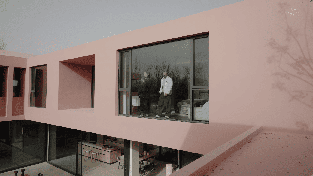 pink house country countryside mansion villa design interior design home family design seed alex lee china carenessland courtyard nature garden greenery WJID design china chinese design holiday retirement luxury modern brutalist red pink terracotta rural outdoors living room bedroom views windows