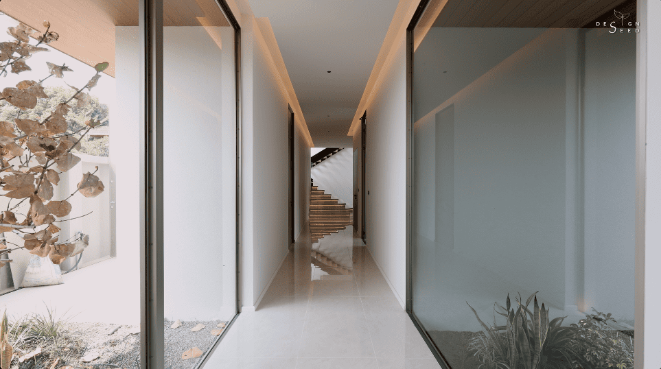 interior design house home chiang mai thailand aurum development holiday villa wellness relax calm serene peace bungalow family vacation view beautiful bedroom kitchen pool swimming tea room japanese courtyard sauna steam room dining cross ventilation design seed alex lee