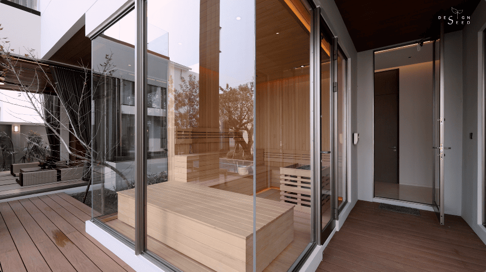 interior design house home chiang mai thailand aurum development holiday villa wellness relax calm serene peace bungalow family vacation view beautiful bedroom kitchen pool swimming tea room japanese courtyard sauna steam room dining cross ventilation design seed alex lee