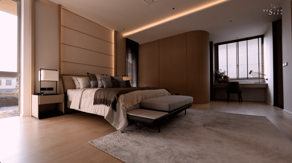 interior design house home chiang mai thailand aurum development holiday villa wellness relax calm serene peace bungalow family vacation view beautiful bedroom kitchen pool swimming tea room japanese courtyard sauna steam room dining cross ventilation design seed alex lee