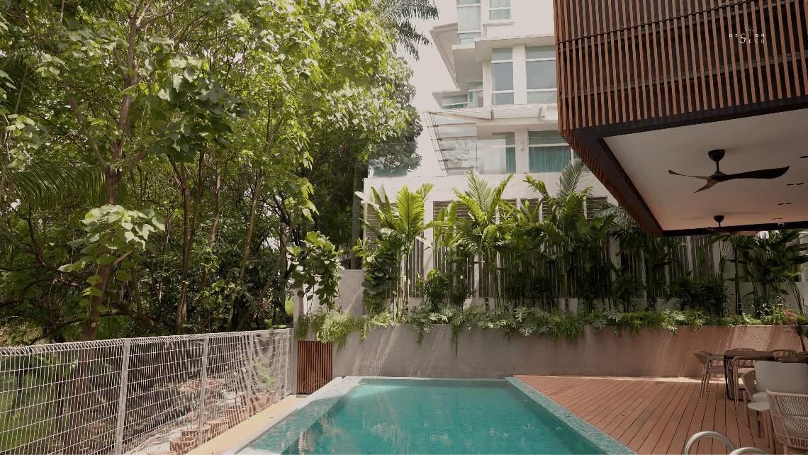 jiran house rumah malaysia design seed architecture paperspace winston alex lee design seed tropical family split level challenges inspiration home renovation house tour luxury modern pool hobby room bedroom landscape garden green nature landscape stairs pond floating living room wood modern design bungalow