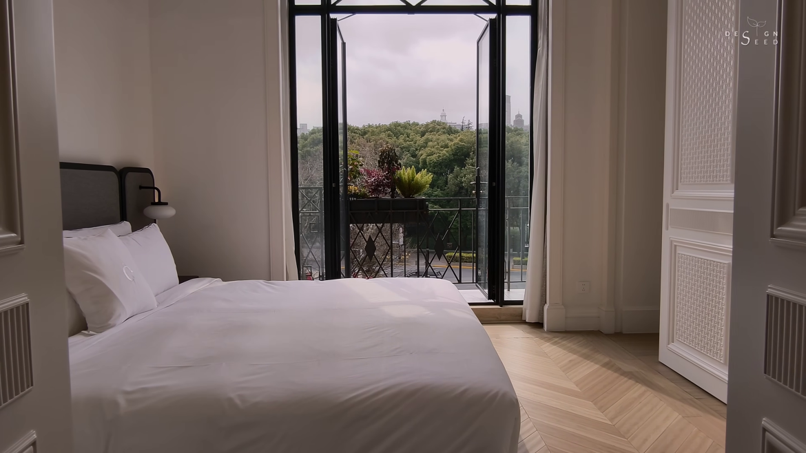 100 year old, Alex Lee, balcony, bedroom, black and white, china, china hotel, china hotel tour, design ideas, designseed, hotel, hotel tour, living room, luxury china hotel, luxury hotel, monochrome, shanghai